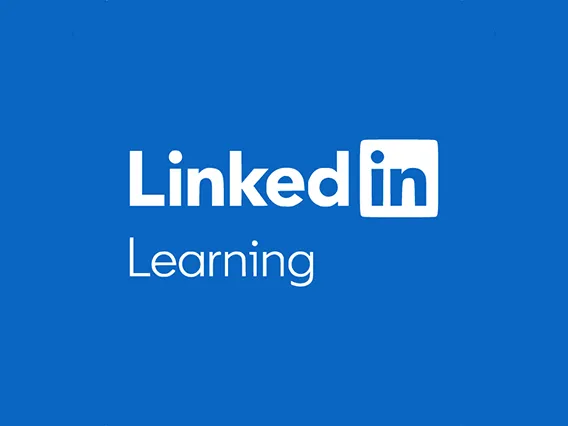 linkedin learning logo on a blue background