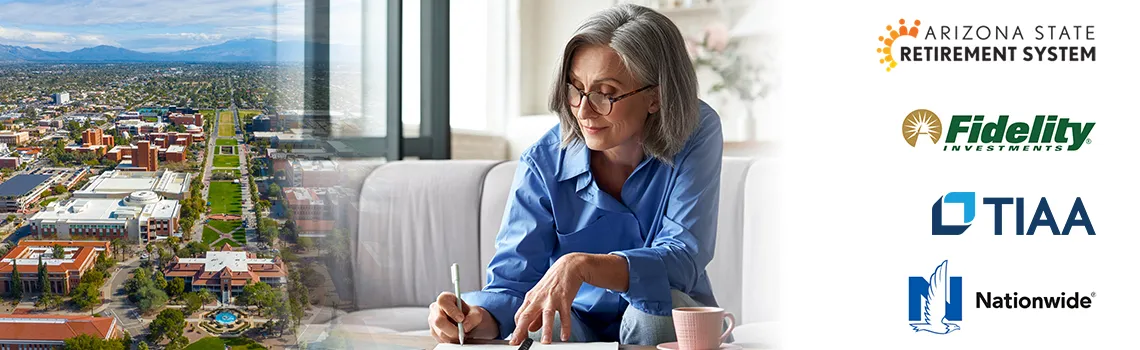 Woman at table considering her retirement plan options