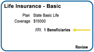 screenshot of a benefit tile indicating a named beneficiary